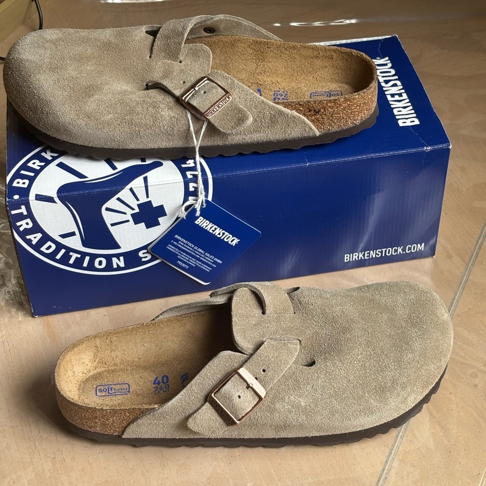 Birkenstock Boston Suede in Taupe W9